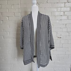 ​Max Studio Geometric Kimono┃ Black & White┃Oversized Small ┃Boho, Mod, Workwear